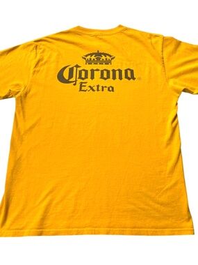 Y2K Corona Extra Puerto Progreso Beer Crown Logo Mexico Yellow T Shirt